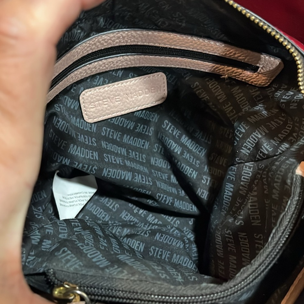 STEVE MADDEN COLORBLOCK CROSSBODY SATCHEL BAG BLACK PINK RED - Picture 14 of 16
